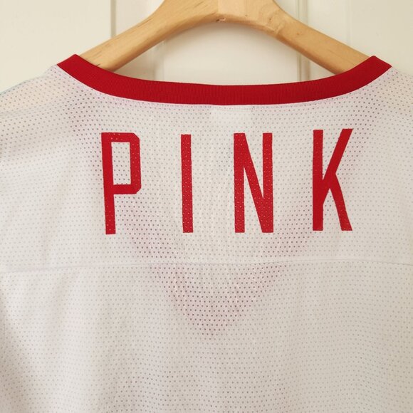 Victoria's Secret Pink NFL San Francisco 49ers Sequin V-Neck Jersey Cute Sporty - Picture 4 of 14